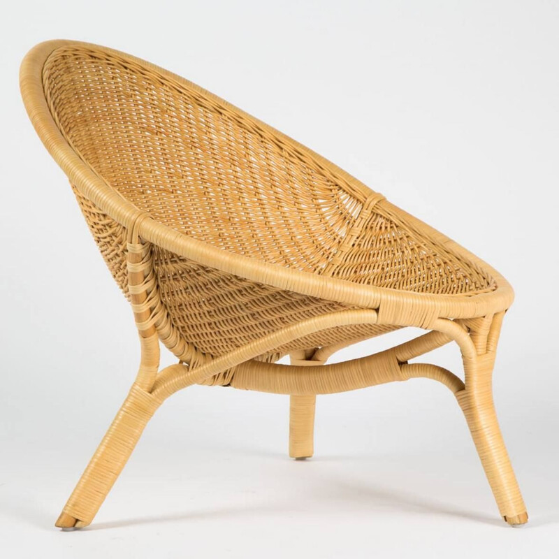 Vintage rattan armchair by Nanna Ditzel 1950s