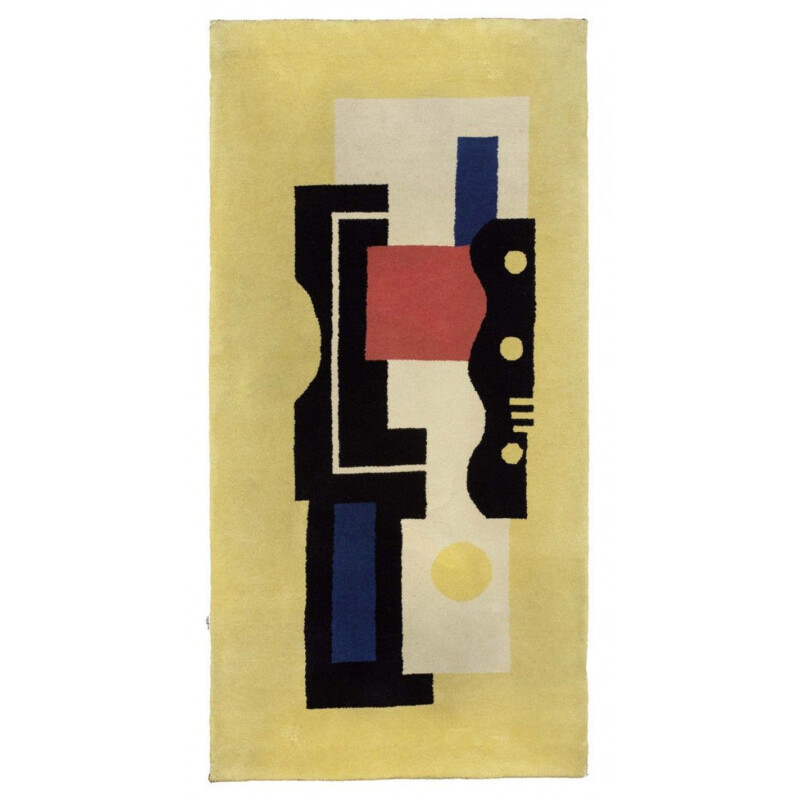 Vintage carpet Yellow 9 by Fernand Léger 1940s