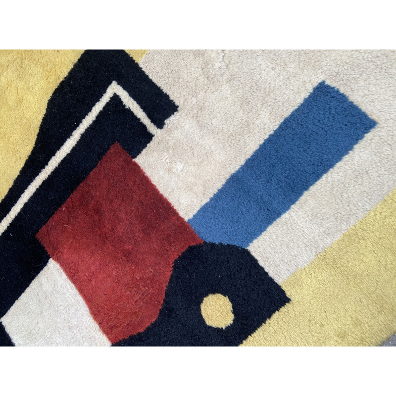 Vintage carpet Yellow 9 by Fernand Léger 1940s