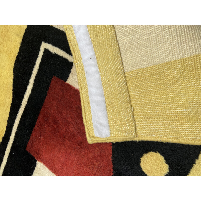 Vintage carpet Yellow 9 by Fernand Léger 1940s