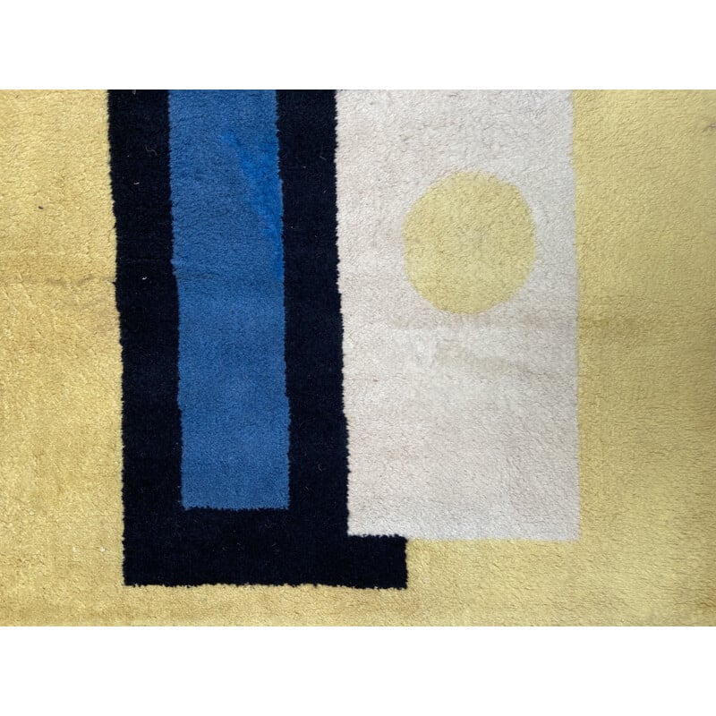 Vintage carpet Yellow 9 by Fernand Léger 1940s