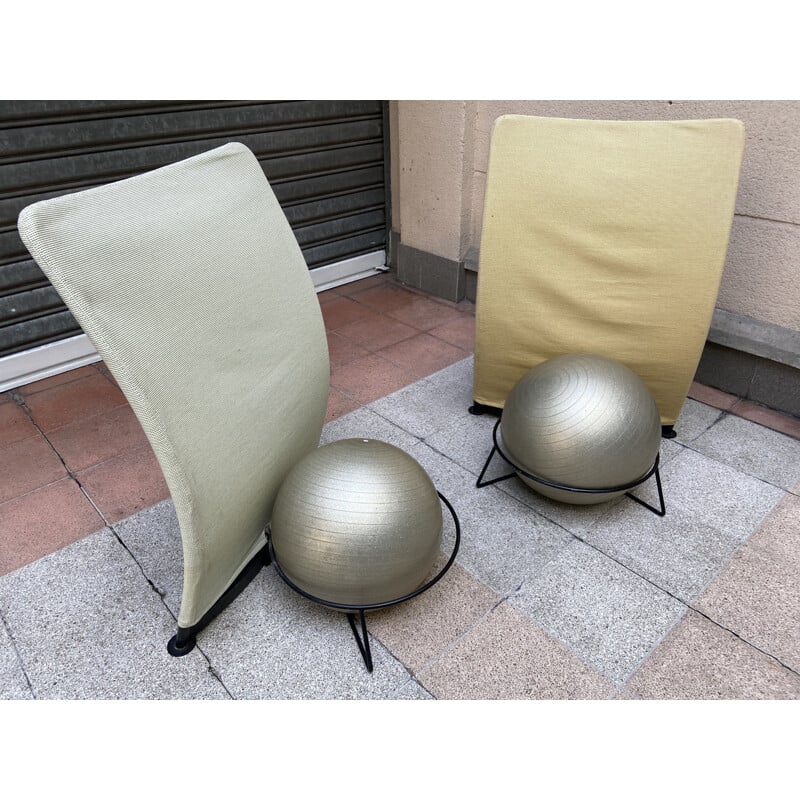 Paar vintage stoelen van rubber metaal en stof van San Siro Bernini, 1995