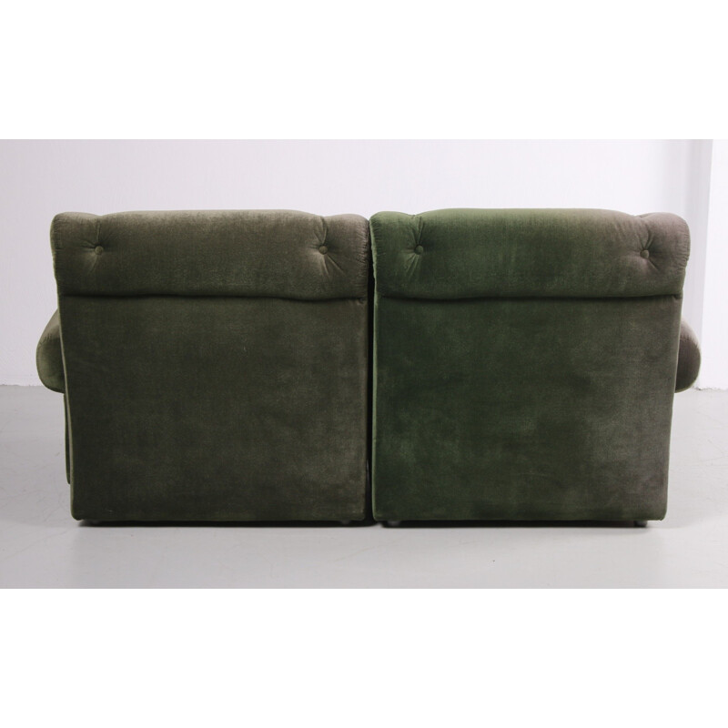 Canapé vintage modulaire vert mousse 1960