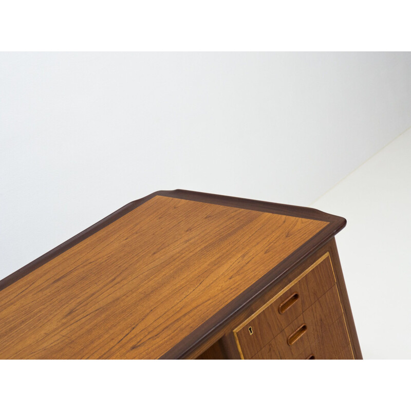 Vintage HP Hansen free standing teak desk by Svend Aage Madsen, Denmark