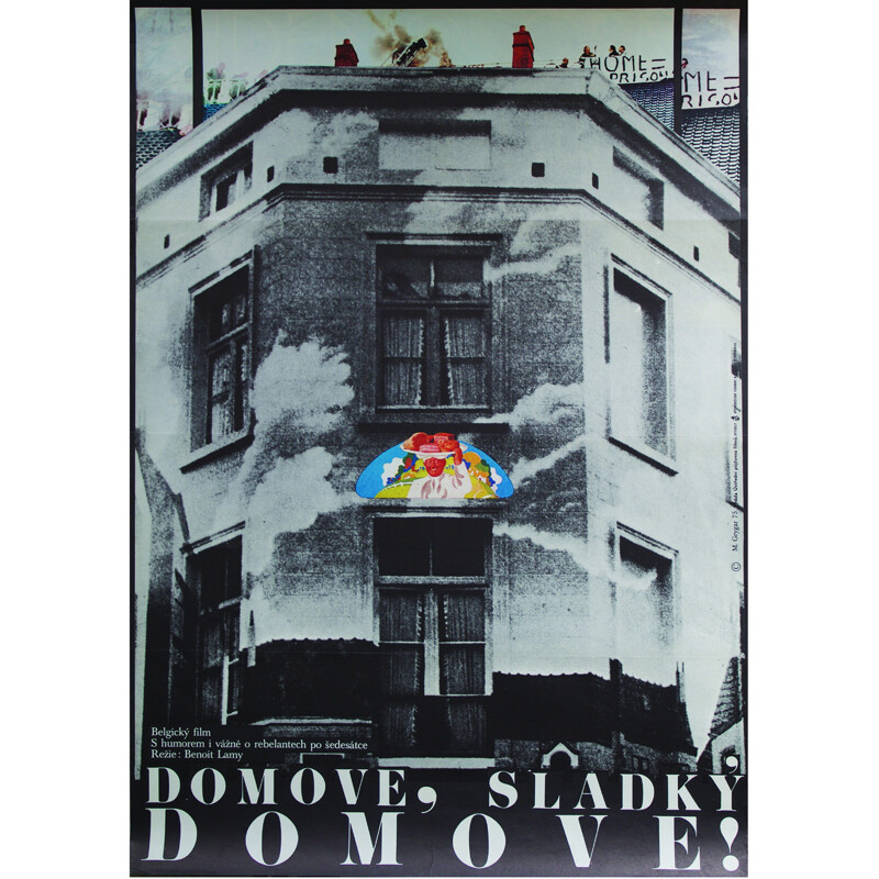 Affiche vintage tchèque du film "Home Sweet Home", Milan GRYGAR - 1970