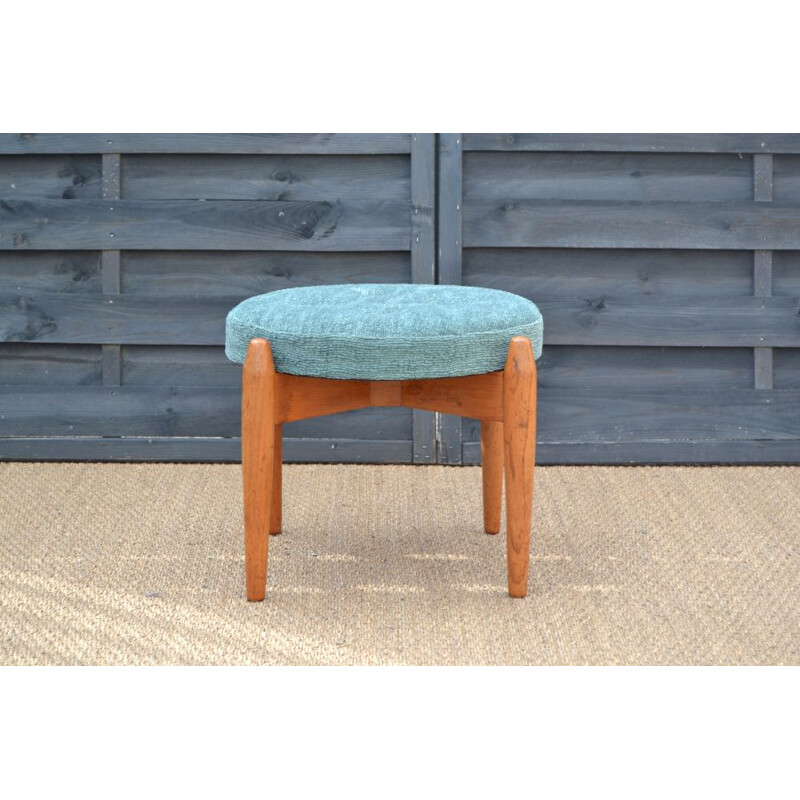 Vintage beechwood ottoman by Larsen in Celadon, Scandinavian