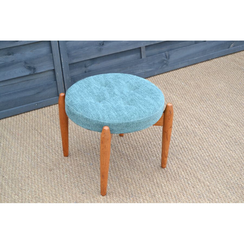 Pouf vintage en bois de hêtre par Larsen en Celadon, Scandinave