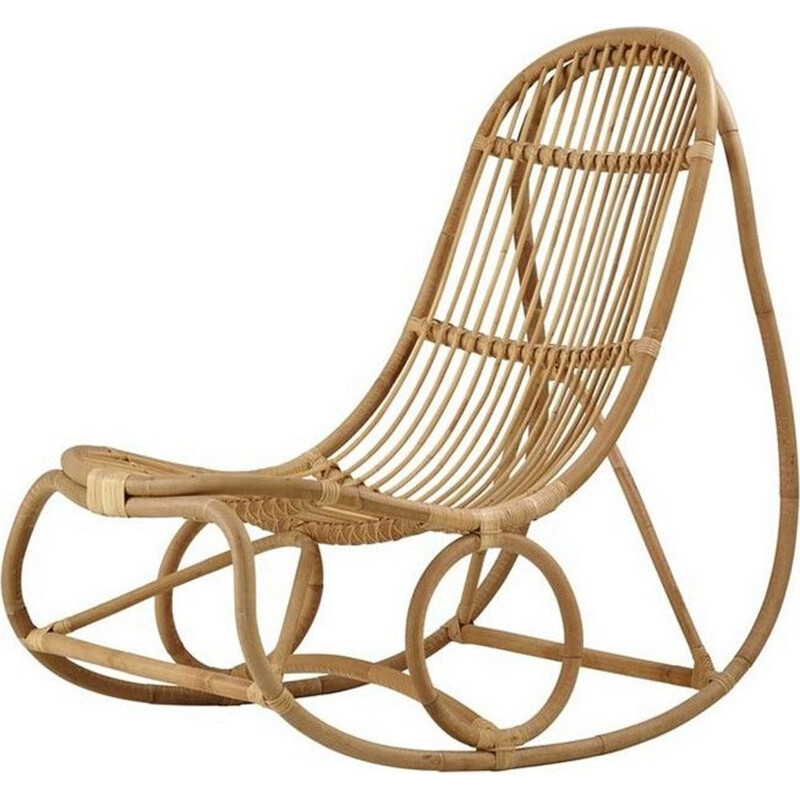 Vintage Rattan rocking chair by Nanna Ditzel 1950s