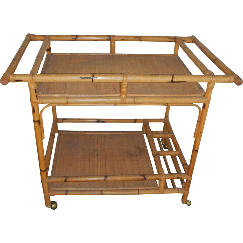 Vintage bamboo food trolley