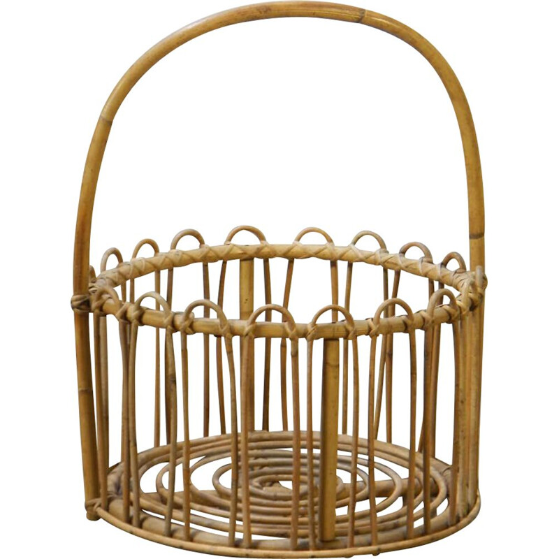 Vintage bamboo basket, Italian 1950s