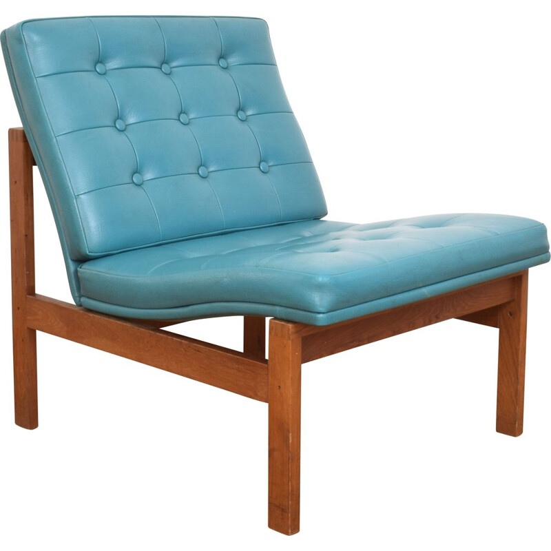 Fauteuil lounge vintage en teck par Ole Gjerlov-Knudsen & Torben Lind pour France & Son, Danois 1960