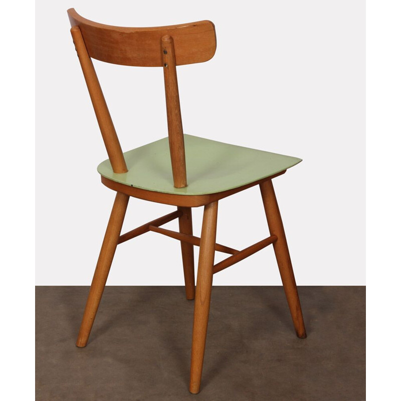 Paire chaises vintage vertes par Ton 1960