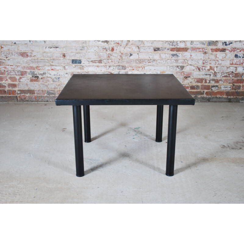 Vintage coffee table with leather top and aluminium legs by Yrjö Kukkapuro for Haimi, Finnish 1960s