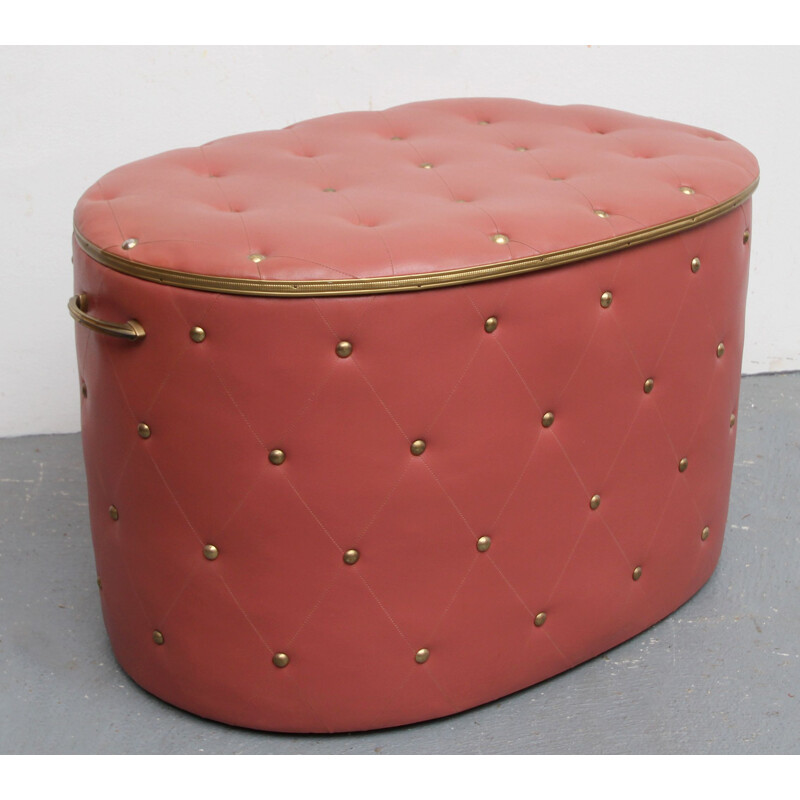Vintage dark pink linen chest, 1950