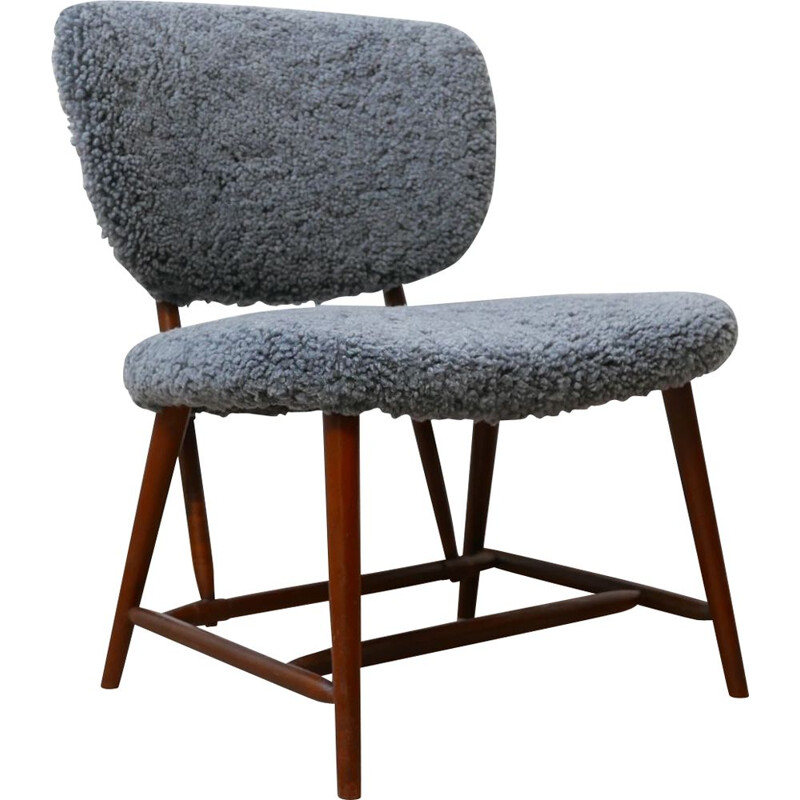 Fauteuil lounge vintage Alf Svensson "TeVe" en Peau de Mouton en Peau de Mouton, Suède 1950