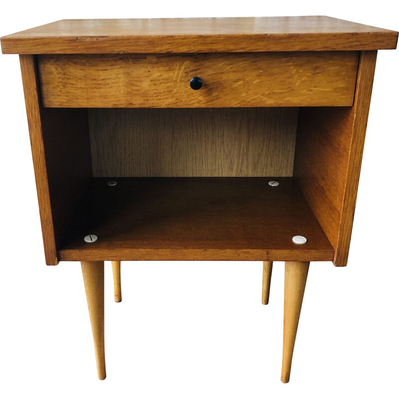 Vintage beech bedside table 1950s