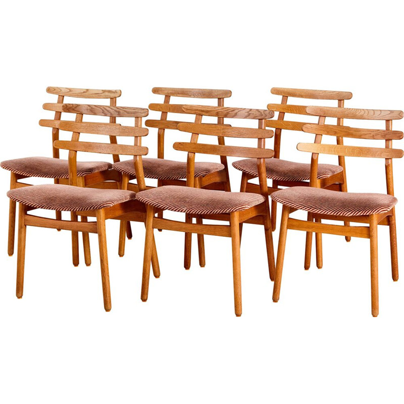 Set of 6 vintage J48 Dining Chairs by Poul M. Volther for FDB Mobler, Danish 1950s