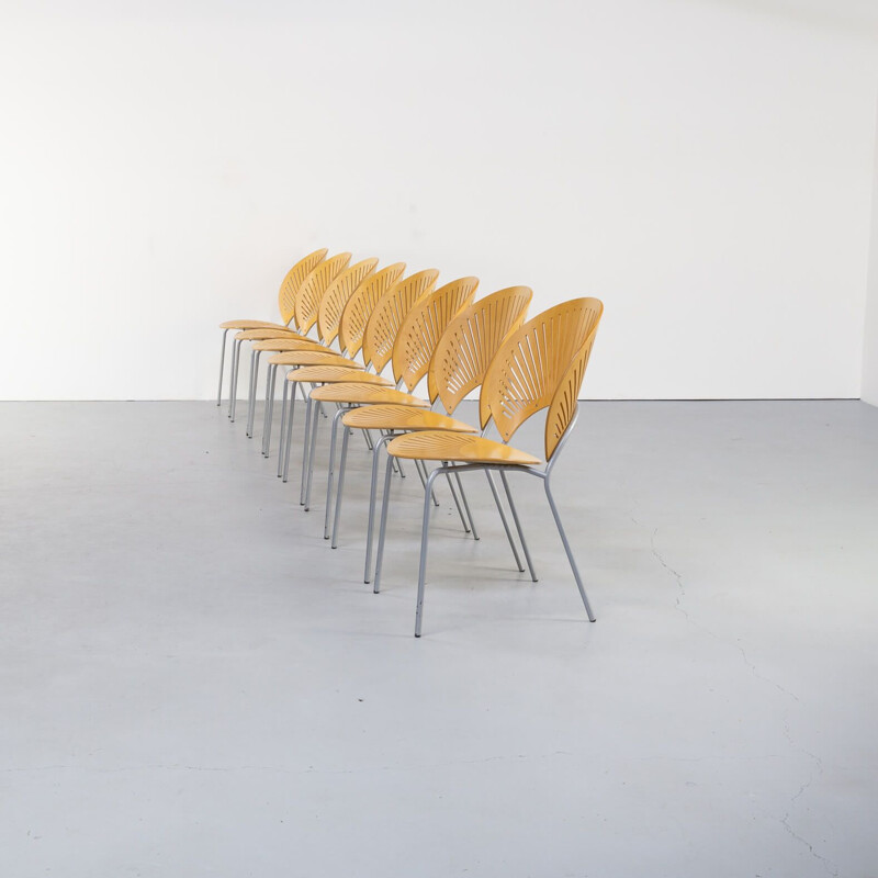 Set of 8 vintage Nanna Ditzel "3258" chair for Fredericia Stolefabrik, Denmark 1960s