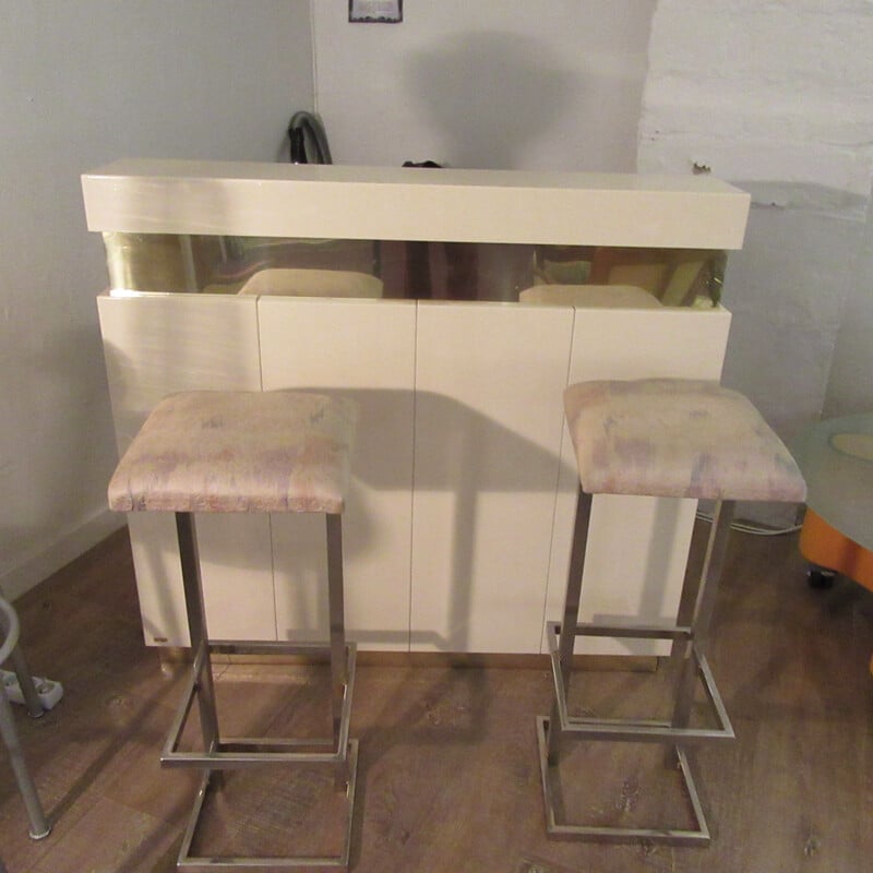 Vintage bar and 2 stools Modern by Eric Malville 1960s