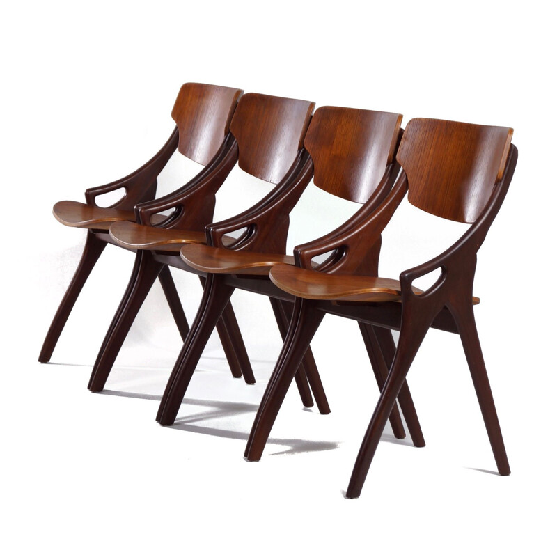 Conjunto de 4 cadeiras de teca vintage de Hovmand Olsen para Mogens Kold, Dinamarca 1960