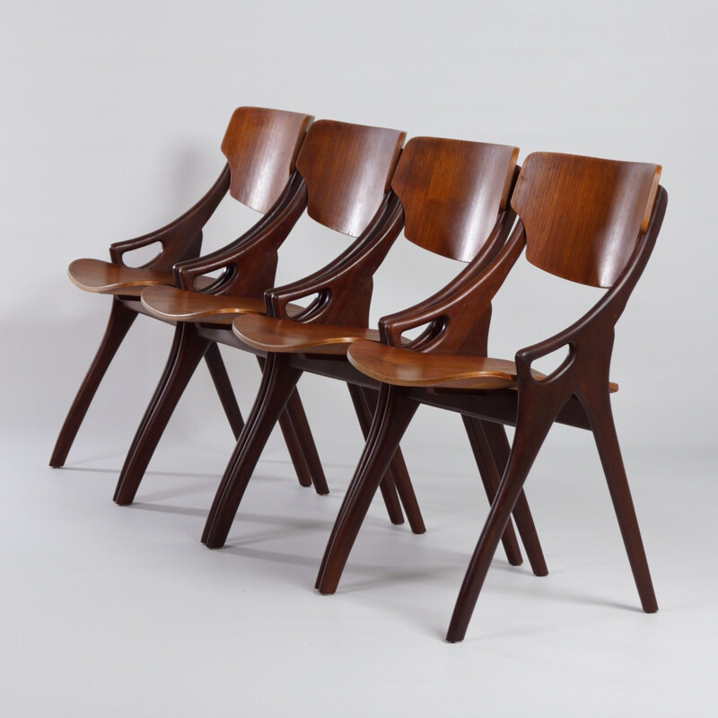 Conjunto de 4 cadeiras de teca vintage de Hovmand Olsen para Mogens Kold, Dinamarca 1960