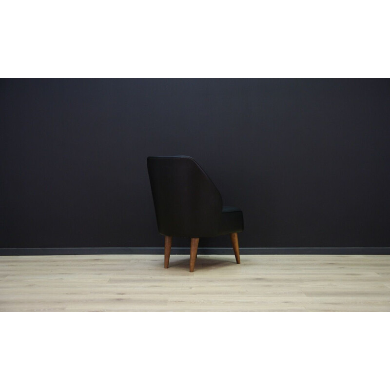 Vintage black leather armchair scandinavian 1990s
