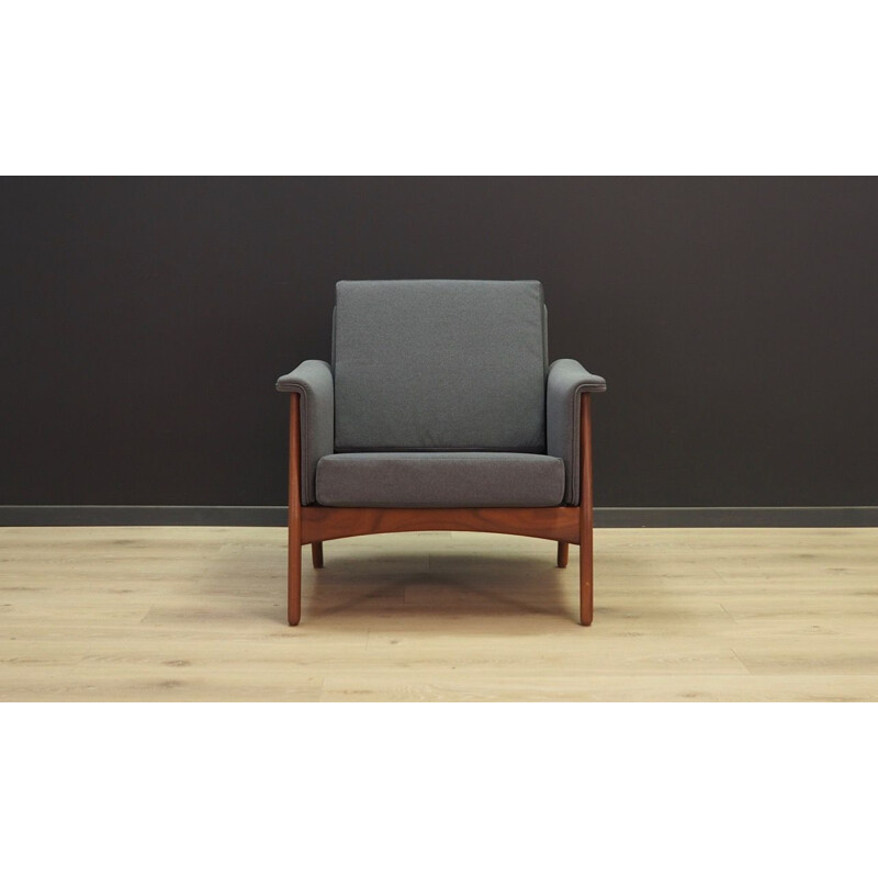 Vintage armchair scandinavian grey fabric 1970