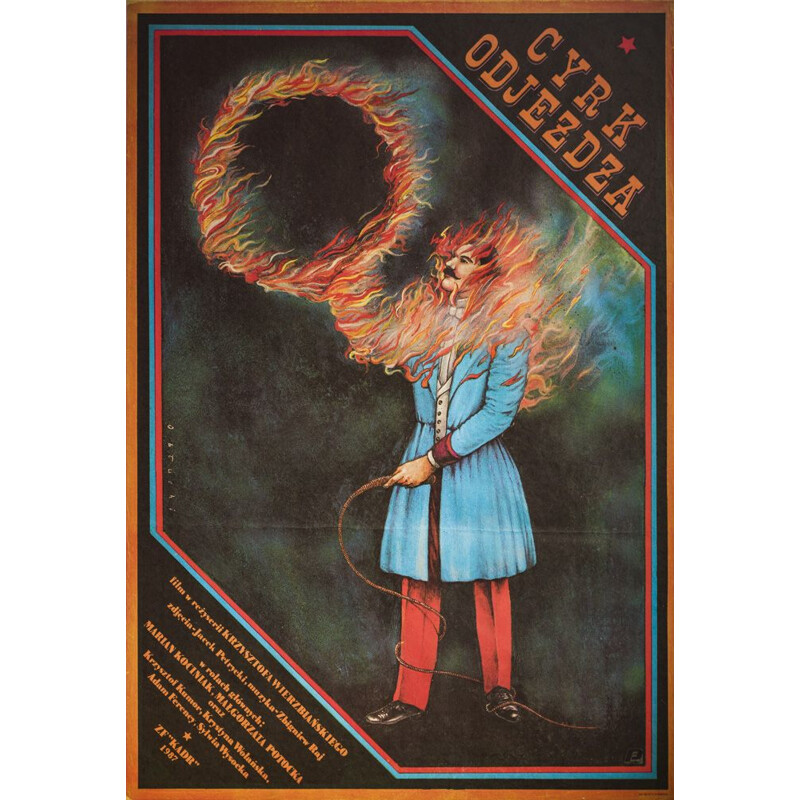Affiche vintage de film "Cyrk Odjeżdża" par Obłucki Janusz, Pologne 1987