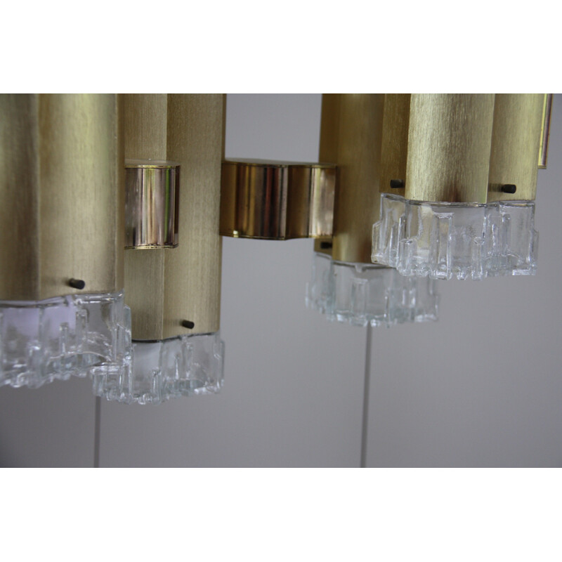 Italian chandelier in Murano glass and bronze, Gaetano SCIOLARI - 1970s