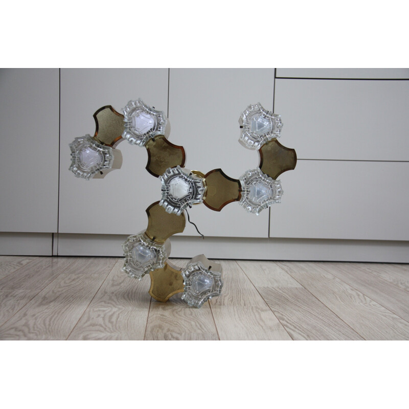 Italian chandelier in Murano glass and bronze, Gaetano SCIOLARI - 1970s