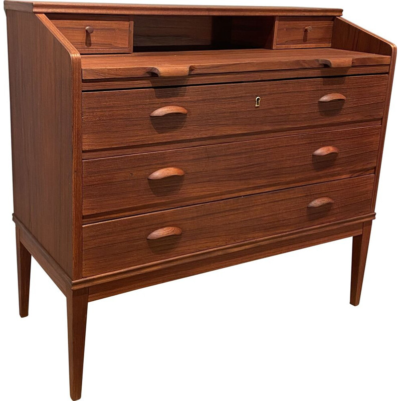 Vintage chest of drawers veneered desk wdrawers and a retractable top