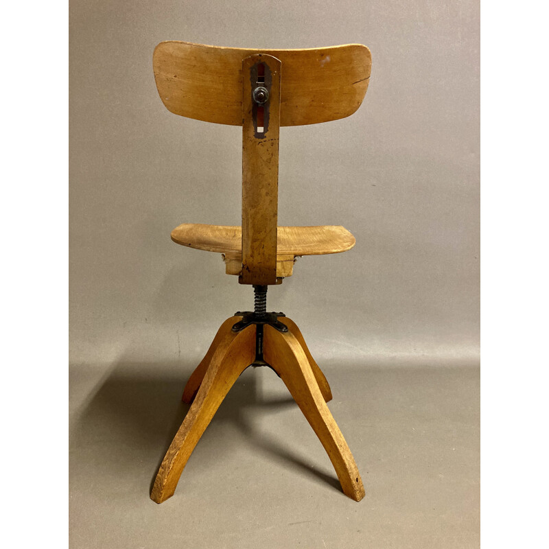 Vintage beech wood chair by Stoelcker 1950s