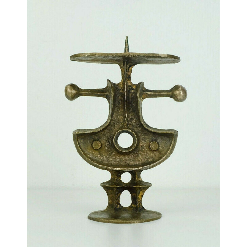 Vintage Candle holder sculptural shape outstanding brutalist bronze by Zoltan pap 1970s