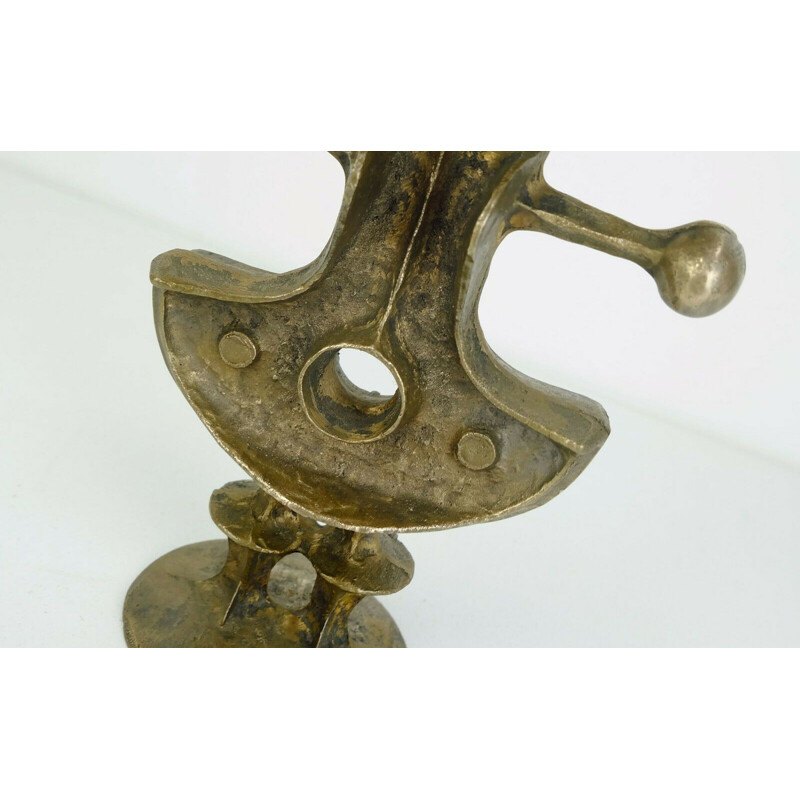 Vintage Candle holder sculptural shape outstanding brutalist bronze by Zoltan pap 1970s