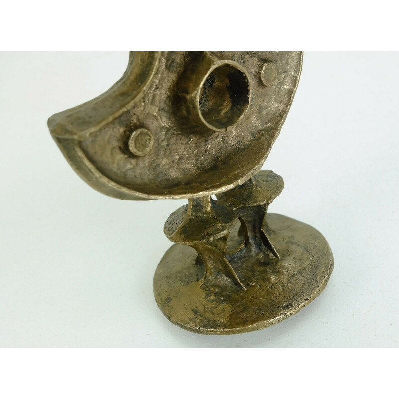 Vintage Candle holder sculptural shape outstanding brutalist bronze by Zoltan pap 1970s