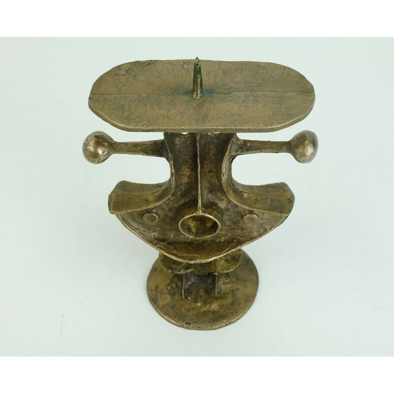 Vintage Candle holder sculptural shape outstanding brutalist bronze by Zoltan pap 1970s