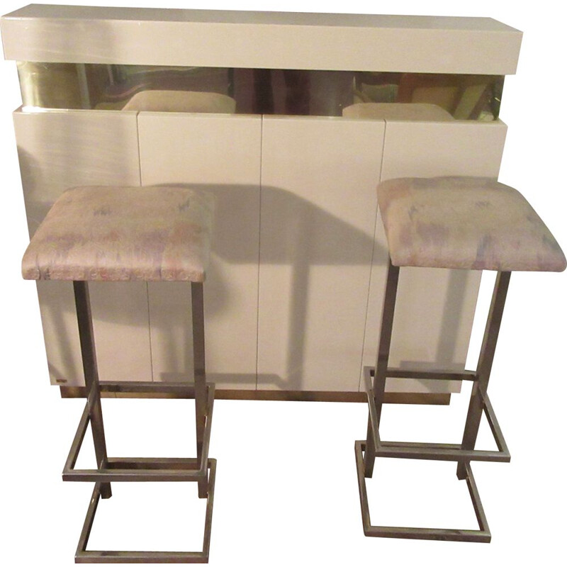 Vintage bar and 2 stools Modern by Eric Malville 1960s