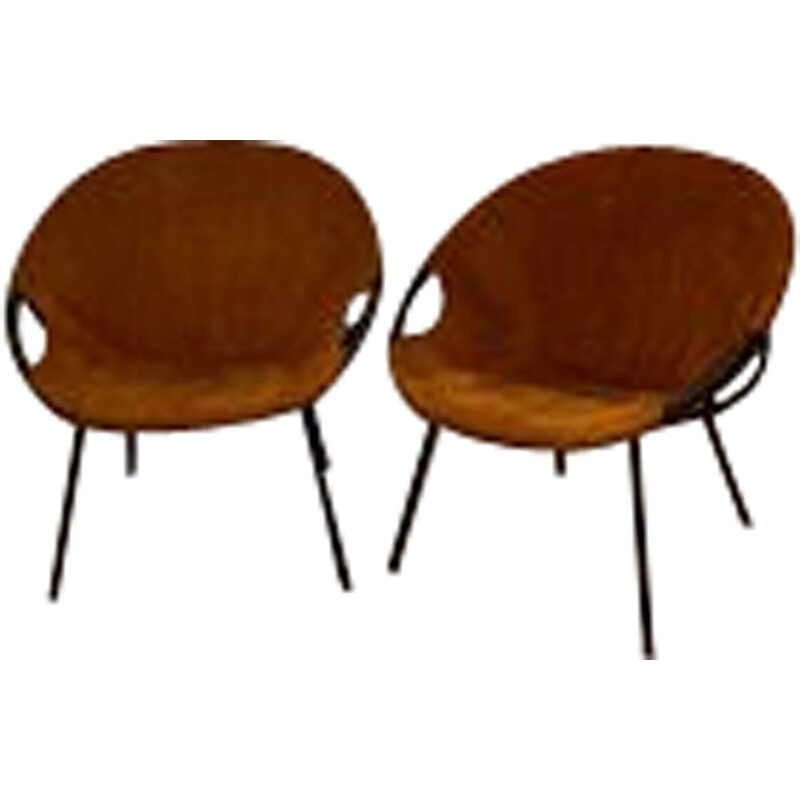 Pair of vintage Balloon Chairs by Lusch Erzeugnis, Suede 1960s