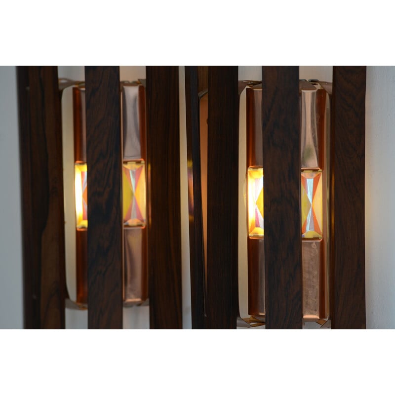 Pair of vintage copper leaf wall sconces by Werner Schou for Coronell Elektro, Denmark 1960