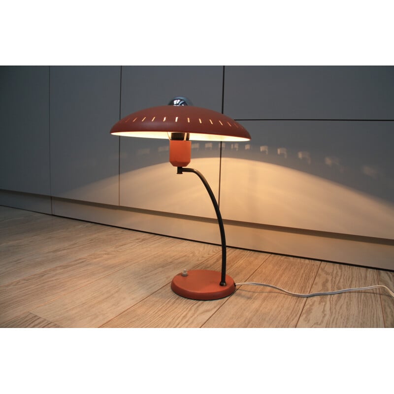 Philips desk lamp in orange metal, Louis KALFF - 1960s