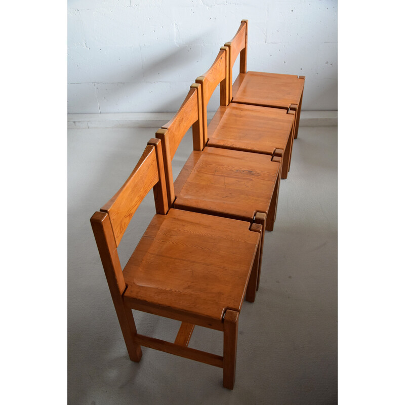 Satz von 4 Vintage-Kiefer-Stühlen von Ilmari Tapiovaara Mid Century 1960