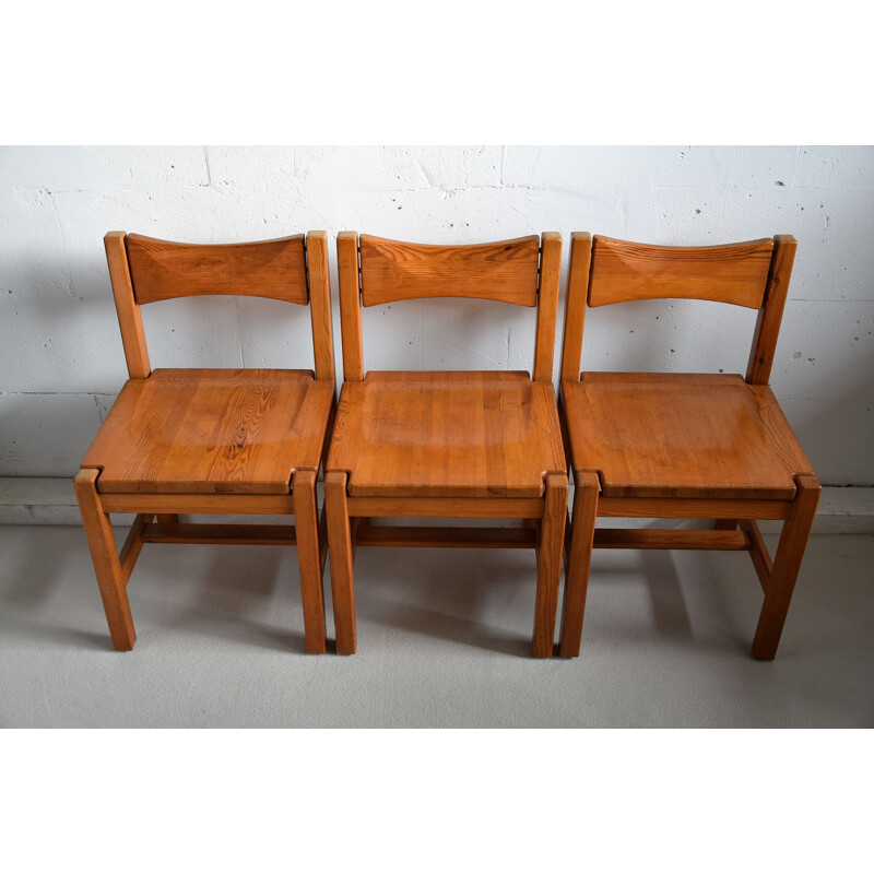 Satz von 4 Vintage-Kiefer-Stühlen von Ilmari Tapiovaara Mid Century 1960