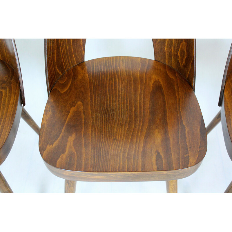 Set of 4 vintage N 515 Wooden Dining Chairs by Oswald Haerdtl for Ton 1950s