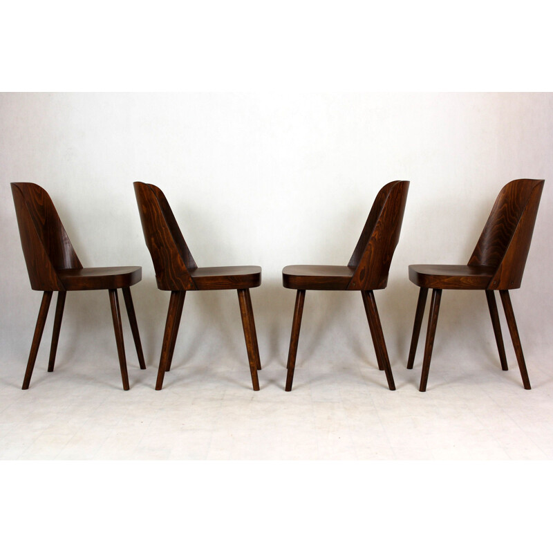 Set of 4 vintage N 515 Wooden Dining Chairs by Oswald Haerdtl for Ton 1950s