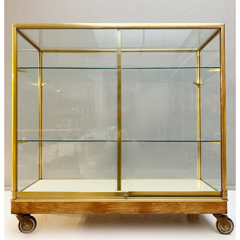 Vintage 2-door  brass display case