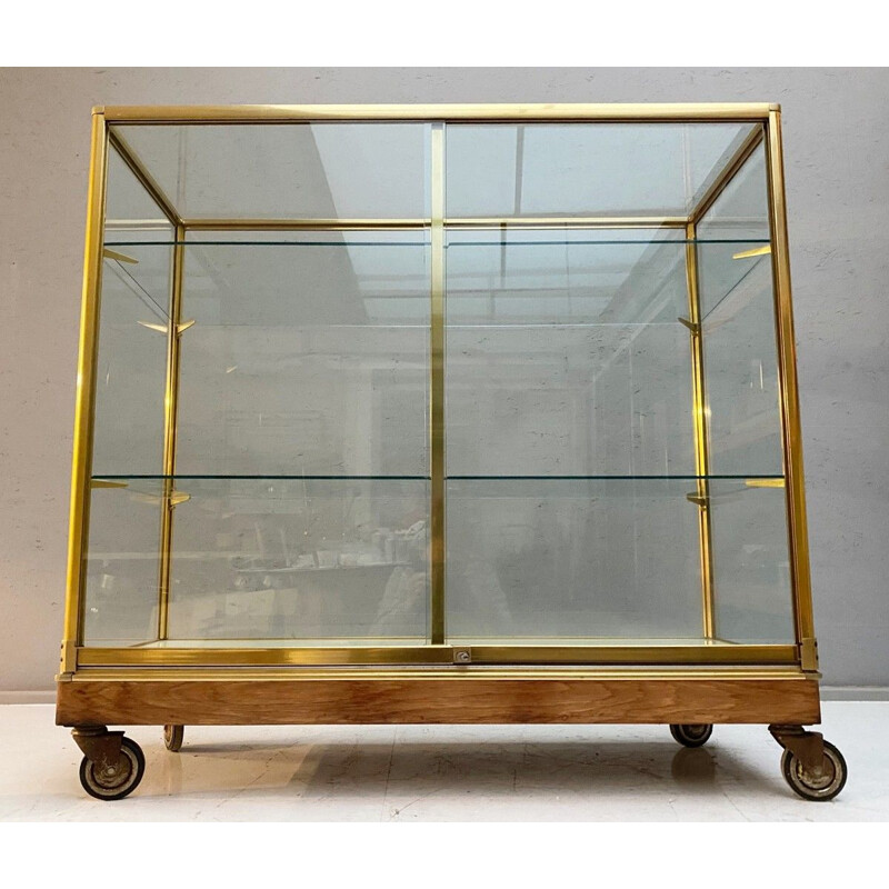 Vintage 2-door  brass display case