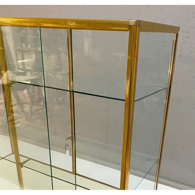 Vintage 2-door  brass display case