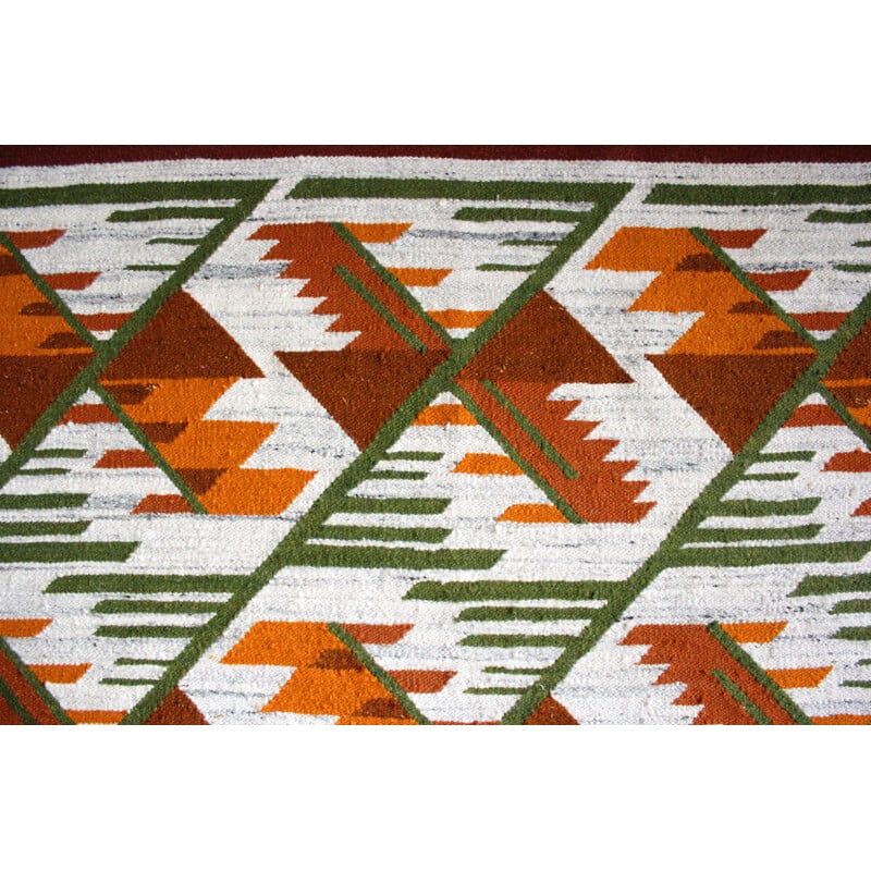 Tapis géométrique vintage en laine de Cepelia 1960