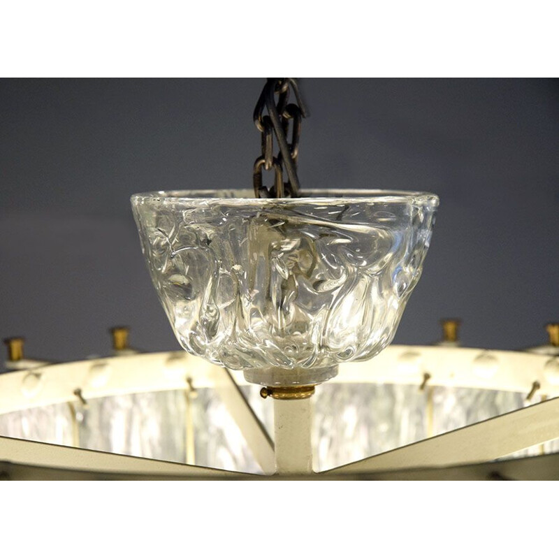 Large vintage Murano glass chandelier by Barovier & Toso 1960