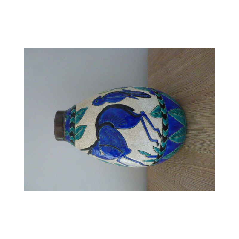 Vintage Art Deco vase de C. Catteau e M. Bufresne para Kéramis, 1930